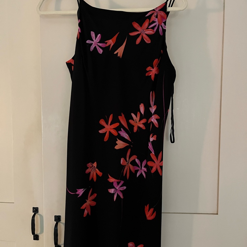Jones New York Black and Pink Sheath Dress Spaghetti Strap